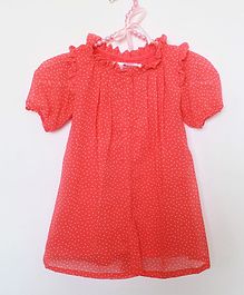 Many frocks & Short Sleeves Polka Dot Print Dress - Peach Many frocks & Short Sleeves Polka Dot Print Dress - Peach