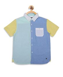 Blue Giraffe Half Sleeves Color Blocked Shirt - Blue Blue Giraffe Half Sleeves Color Blocked Shirt - Blue