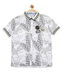 Blue Giraffe Half Sleeves Tropical Print Shirt - Off White Blue Giraffe Half Sleeves Tropical Print Shirt - Off White