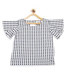 Elle Kids Square Print Short Sleeves Top - White Elle Kids Square Print Short Sleeves Top - White