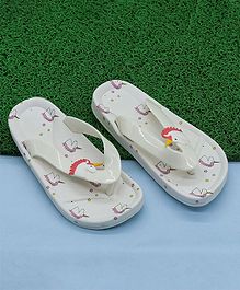 FEETWELL SHOES Unicorn Design Flip Flops - White FEETWELL SHOES Unicorn Design Flip Flops - White