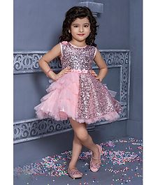 Betty By Tiny Kingdom Sleeveless Sequined Flower Detailed Fit & Flare Dress - Pink Betty By Tiny Kingdom Sleeveless Sequined Flower Detailed Fit & Flare Dress - Pink