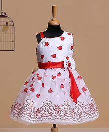 Betty By Tiny Kingdom Sleeveless Heart Patch Dress - Red Betty By Tiny Kingdom Sleeveless Heart Patch Dress - Red