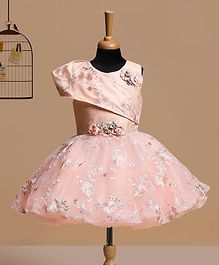 Betty By Tiny Kingdom Sleeveless All Over Flower Embroidery Work Fit & Flare Dress - Peach Betty By Tiny Kingdom Sleeveless All Over Flower Embroidery Work Fit & Flare Dress - Peach