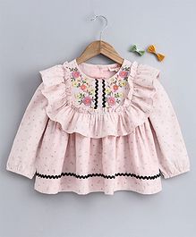 Hugsntugs Full Sleeves Flower Embroidery Detailing Top - Light Pink Hugsntugs Full Sleeves Flower Embroidery Detailing Top - Light Pink
