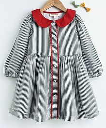 Hugsntugs Full Sleeves Striped Button Down Dress - Green & Red Hugsntugs Full Sleeves Striped Button Down Dress - Green & Red