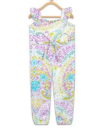 Olele Sleeveless Vintage Floral Design Jumpsuit - Lavender Olele Sleeveless Vintage Floral Design Jumpsuit - Lavender