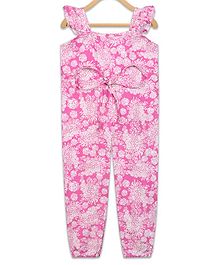 Olele Sleeveless Rose Print Jumpsuit - Pink Olele Sleeveless Rose Print Jumpsuit - Pink