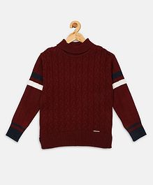 Nins Moda Full Sleeves Striped Pattern Woolen Top - Maroon Nins Moda Full Sleeves Striped Pattern Woolen Top - Maroon