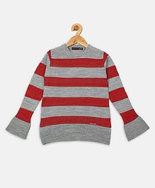 Nins Moda Full Sleeves Striped Wollen Top- Red Nins Moda Full Sleeves Striped Wollen Top- Red