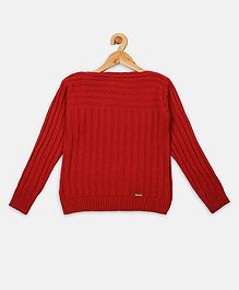 Nins Moda Full Sleeves Solid Color Wollen Top- Red Nins Moda Full Sleeves Solid Color Wollen Top- Red