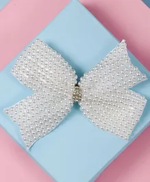 Arendelle Bow Design Pearl Hair Clip - White