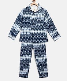 Cherry Crumble by Nitt Hyman Full Sleeves Tribal Print Night Suit - Blue Cherry Crumble by Nitt Hyman Full Sleeves Tribal Print Night Suit - Blue