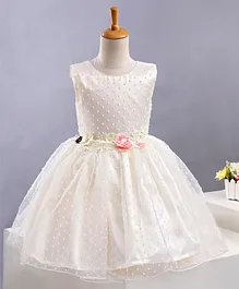 Bluebell Sleeveless Frock Floral Corsage - White Bluebell Sleeveless Frock Floral Corsage - White