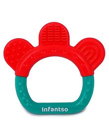 INFANTSO Non-Toxic Food-Grade Silicone Baby Ring Shape Teether - Red Green