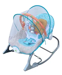 INFANTSO Baby Rocker Portable with Free Mosquito Net & Calming Vibrations & Musical Toy - Blue