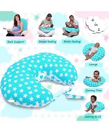 Get It 100% Cotton Breast Feeding Recron Star Print Pillow Removable Cover wIth Zip Buckle Adjust Nursing  - Blue Star