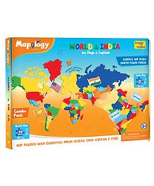 Imagi Make Mapology India and World Map Puzzle Combo Multicolor - 103 Pieces