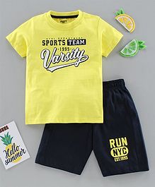 Smarty Half Sleeves Tee & Shorts Set Text Print - Yellow Smarty Half Sleeves Tee & Shorts Set Text Print - Yellow