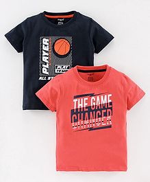 Smarty Half Sleeves T-Shirts Text Print Pack Of 2 - Red Navy Blue Smarty Half Sleeves T-Shirts Text Print Pack Of 2 - Red Navy Blue