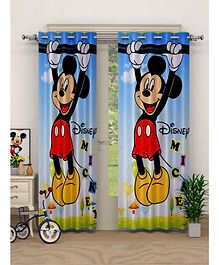 Disney By Kuber Mart Industries Mickey Print Polyester Special Blackout Crush Eyelet Door Curtain Set of 2 - Sky Blue