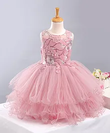 Bluebell Sleeveless Frock Floral Embroidery - Pink Bluebell Sleeveless Frock Floral Embroidery - Pink