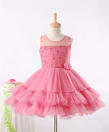 Enfance Sleeveless Flower Embellished Dress - Pink Enfance Sleeveless Flower Embellished Dress - Pink