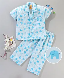 Yellow Duck Half Sleeves Night Suit Elephant Print - Light Blue Yellow Duck Half Sleeves Night Suit Elephant Print - Light Blue