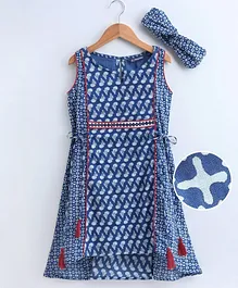 Pine Kids Sleeveless Ethnic Dress with Head Band - Blue Pine Kids Sleeveless Ethnic Dress with Head Band - Blue