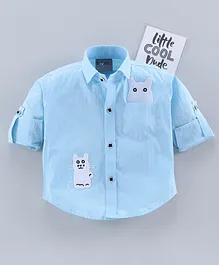 Dapper Dudes Full Sleeves Mouse Patch Shirt - Blue Dapper Dudes Full Sleeves Mouse Patch Shirt - Blue