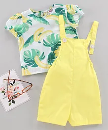 M'andy Banana Print Short Sleeves Top With Dungaree - Yellow M'andy Banana Print Short Sleeves Top With Dungaree - Yellow