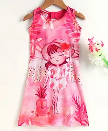 Under Fourteen Only Sleeveless Girl Print Detailing Dress - Pink Under Fourteen Only Sleeveless Girl Print Detailing Dress - Pink