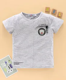 Noddy Half Sleeves Letter Print Detailing Tee - Grey Noddy Half Sleeves Letter Print Detailing Tee - Grey