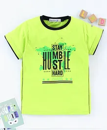 Noddy Half Sleeves Hustle Printed Tee - Green Noddy Half Sleeves Hustle Printed Tee - Green