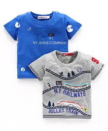 Noddy Half Sleeve Combo Pack Of 2 Printed T-Shirt -Royal Blue Noddy Half Sleeve Combo Pack Of 2 Printed T-Shirt -Royal Blue