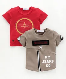 Noddy Half Sleeve Combo Pack Of 2 Ny Jeans Co Print T-Shirt -Red Noddy Half Sleeve Combo Pack Of 2 Ny Jeans Co Print T-Shirt -Red