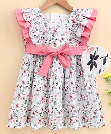Rassha Cap Sleeves Floral Print Dress - Pink Rassha Cap Sleeves Floral Print Dress - Pink