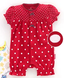 Child World Puff Sleeves Romper Dot Print - Red Child World Puff Sleeves Romper Dot Print - Red