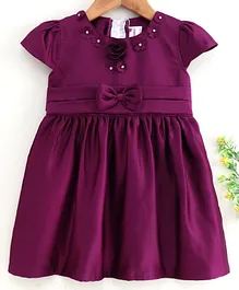 Rassha Short Sleeves Flower Detailed Dress - Purple Rassha Short Sleeves Flower Detailed Dress - Purple