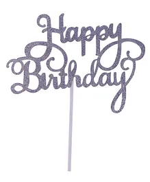 Party Anthem Happy Birthday Cake Topper - Silver