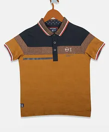 Monte Carlo Half Sleeves Colour Block Pattern Polo Tee - Brown Monte Carlo Half Sleeves Colour Block Pattern Polo Tee - Brown