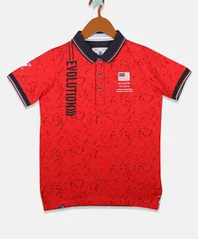 Monte Carlo Half Sleeves Evolution Printed Tee - Red Monte Carlo Half Sleeves Evolution Printed Tee - Red