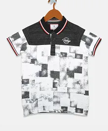 Monte Carlo Half Sleeves Checkered Tee - White & Grey Monte Carlo Half Sleeves Checkered Tee - White & Grey