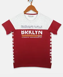 Monte Carlo Half Sleeves BRKLYN Printed Tee - Red Monte Carlo Half Sleeves BRKLYN Printed Tee - Red