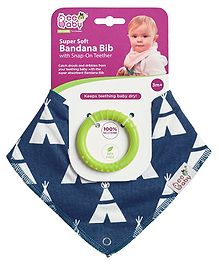 Beebaby Super Soft Bandana Bib with Snap On Teether - Dark Blue