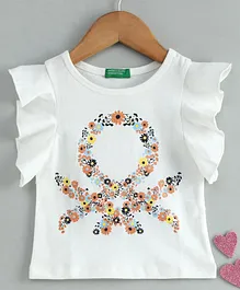 UCB Flutter Sleeves Top Floral Print - Off White UCB Flutter Sleeves Top Floral Print - Off White