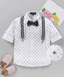 Robo Fry Full Sleeves With Suspender And Bow - White Robo Fry Full Sleeves With Suspender And Bow - White