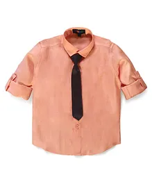 Robo Fry Full Sleeves Shirt with Tie - Peach Robo Fry Full Sleeves Shirt with Tie - Peach