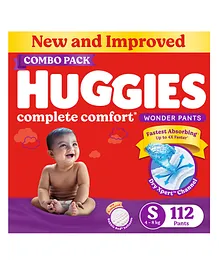 Huggies Wonder Pants Small (S) Size Baby Diaper Pants India's Fastest Absorbing Diaper - 112 Pieces