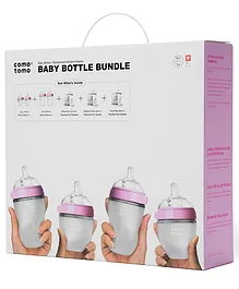 Comotomo Feeding Bottle & Replacement Nipples Pink - 150 ml & 250 ml